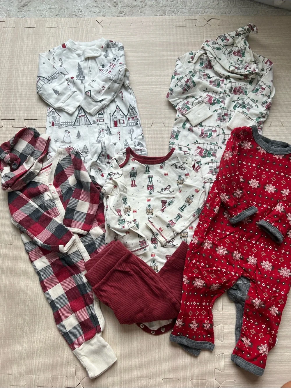 Baby boy  3-6 months organic Christmas Pajama and outfit Bundle of 5 outfits.